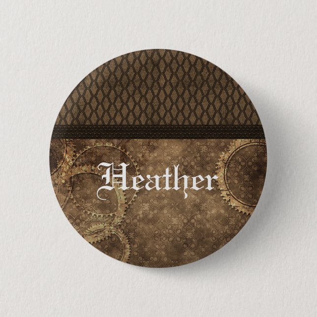 Metall Stampunk Button, Brown Knapp (Framsida)