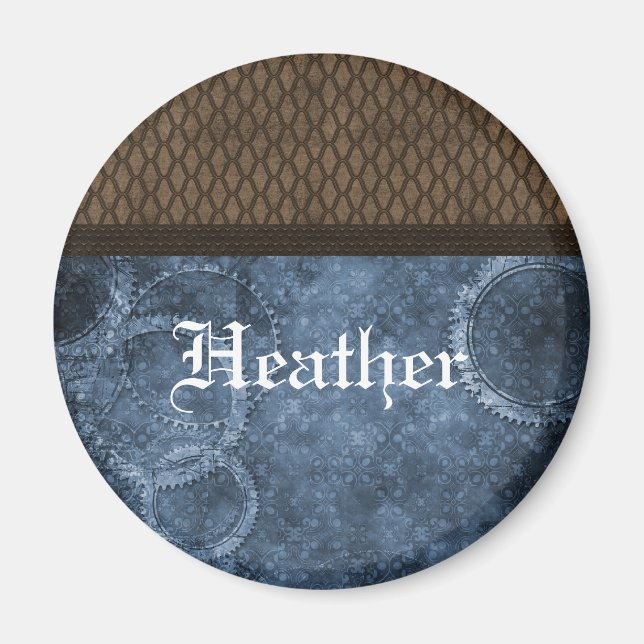 Metall Stampunk Magnet, blå Magnet (Framsidan)