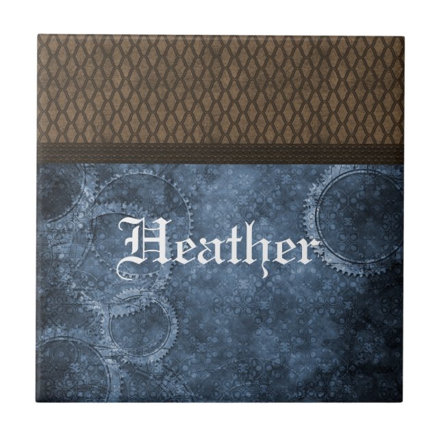 Metall Stampunk Tile, blå Kakelplatta (Framsidan)