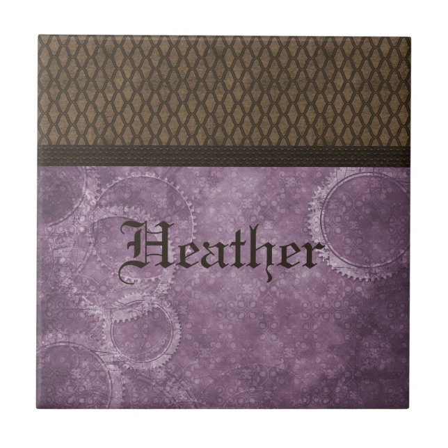 Metall Stampunk Tile, Lila Kakelplatta (Framsidan)