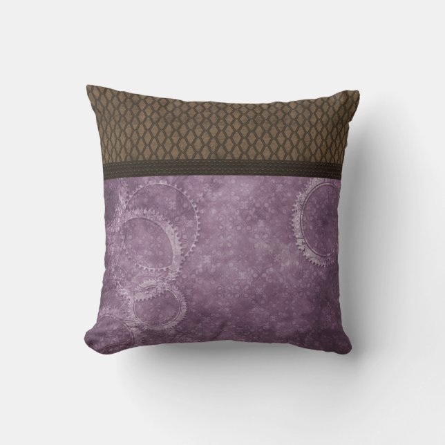 Metall, Steampunk Pillow, Lila Kudde (Framsida)