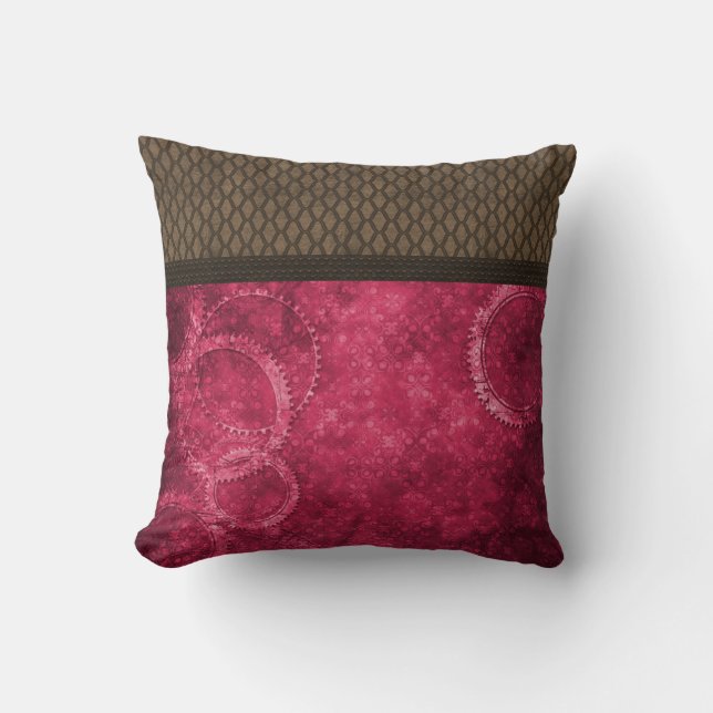 Metall, Steampunk Pillow, Rosa Kudde (Framsida)