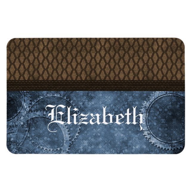 Metall, Steampunk Premium Magnet, blått Magnet (Horisontell)