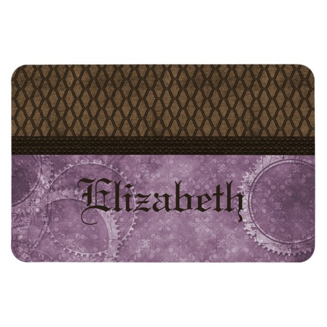 Metall, Steampunk Premium Magnet, Lila Magnet (Horisontell)