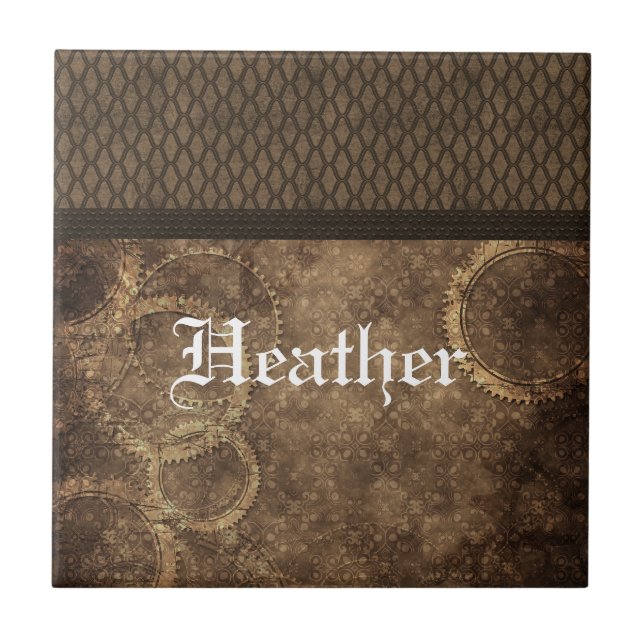 Metall, Steampunk Tile, Brown Kakelplatta (Framsidan)