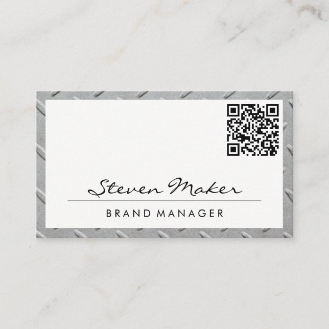 Metall Steel Ram | QR-kodAffärskort Visitkort (Framsida)