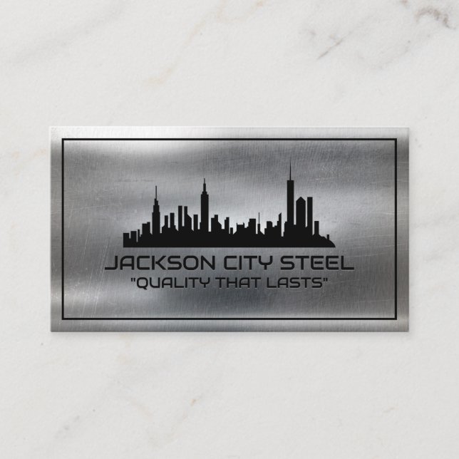Metall Steel | Real Gods | City Skyline Visitkort (Framsida)