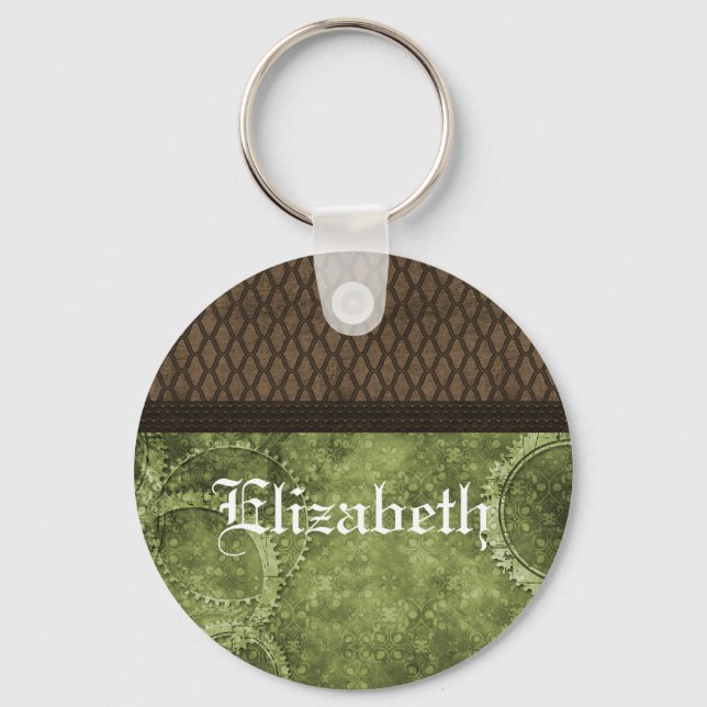 Metall, styrkekedja, Grönt Nyckelring (Framsida)