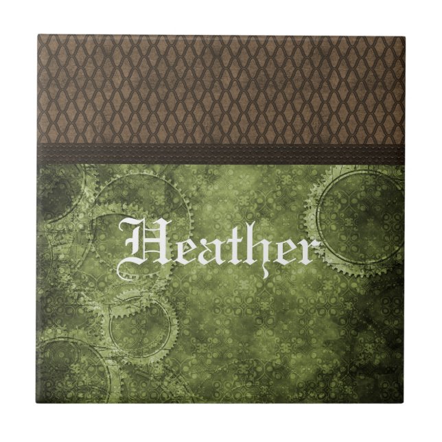 Metall, styrpunk Tile, Grönt Kakelplatta (Framsidan)