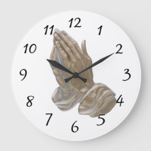 Metall Tittar Praying Händer Stor Klocka
