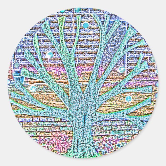 Metall Träd Runt Klistermärke (Framsida)