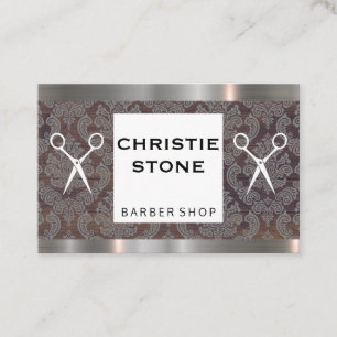 Metall Trim Damask Shears Hairstylist Visitkort