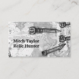 Metall upptäcker Relic Square Railroad Date Nagel Visitkort