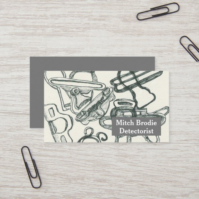 Metall upptäcker Relic Treasures Suspender Clips Visitkort (Fram/Back In Situ)