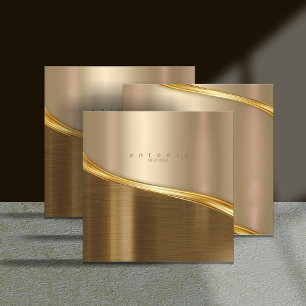Metall Wave Two-Tone Guld Sq ID806 Fyrkantigt Visitkort