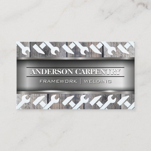Metall Wood | Byggnad | Verktyg Visitkort (Framsida)