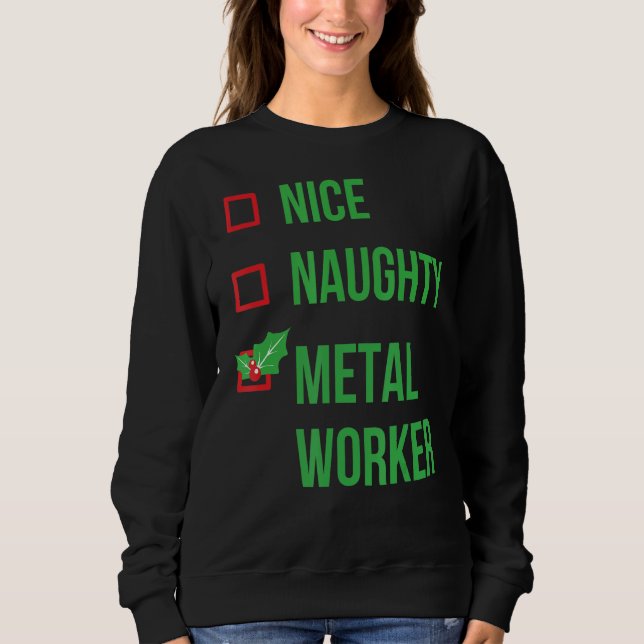 Metall Worker Funny Pajama jul T Shirt (Framsida)