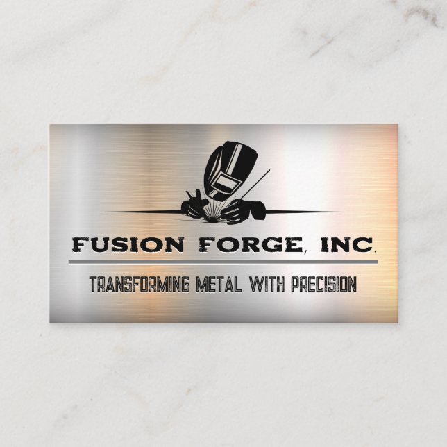 Metall Worker Welding | Metall-bakgrund Visitkort (Framsida)