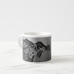 Metallbakgrund med mekanisk skada espressomugg