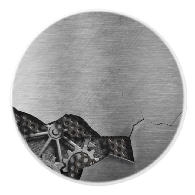 Metallbakgrund med mekanisk skada knopp (Framsidan)