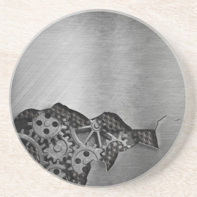 Metallbakgrund med mekanisk skada underlägg sandsten (Framsidan)