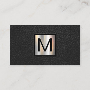 Metallbanderoll i monogram-färg Lädersvart Visitkort