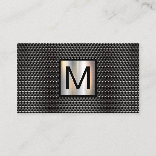 Metallbanderoll i Monogram Grill Mönster Chrome Visitkort (Framsida)