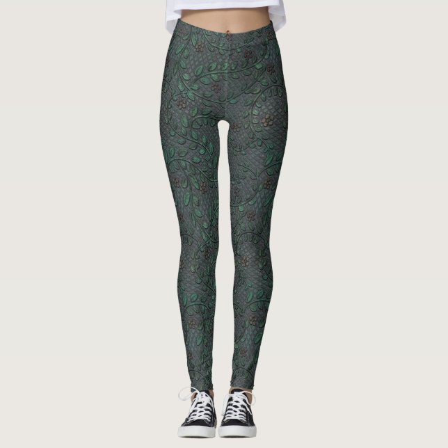 Metallblommigt V Leggings (Framsida)