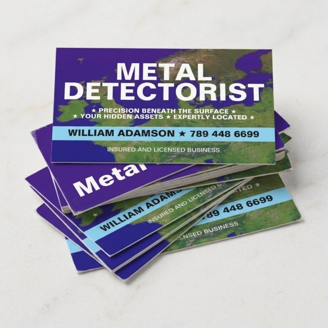 Metalldetektor, Detektering, Återvinning, Detektor Visitkort (Metal Detecting, silver, copper, Gold, Coin Detector Business Cards
)