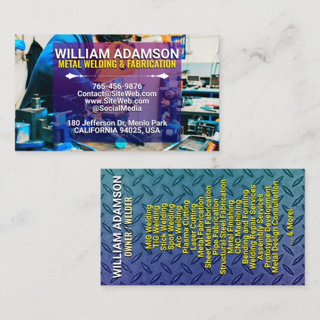 (Metallentreprenadtjänster) Tillverkning & Svetsni Visitkort (Fram/baksida)