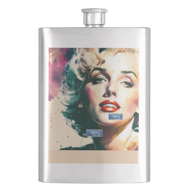 Metallflaska 1 Beige(Monroe) RFPMDesigns 2024 Fickplunta (Framsidan)