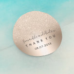 Metallfolie av chic glitter, metallfolie tack. runt klistermärke<br><div class="desc">En metallfolie av chic och luxuriös guld glitter är ett tack för att du har bröllop med elegant kalligrafi-typografi.</div>