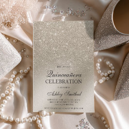 metallfolie av elfenben glitter ombre Quinceañera Inbjudningar