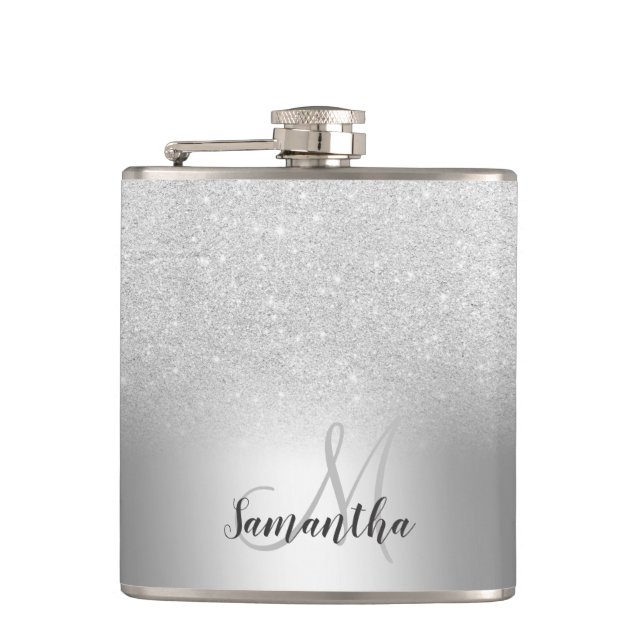 Metallfolie av silver glitter monogram fickplunta (Framsidan)