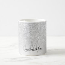 Metallfolie av silver glitter monogram