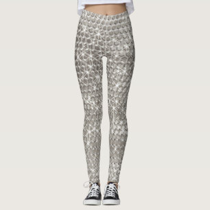 Metallglas för Gnistra i Silver Metall Unik Glitte Leggings