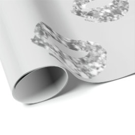 Metallglasrunda Dots Silver Grått Glitter White Presentpapper