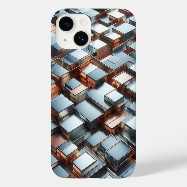 Metallic 3D Block Phone Case - Industrial Silver  (Baksida)