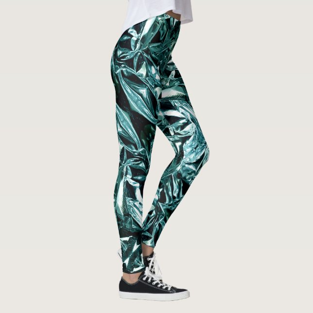 Metallic Abstract 101 Deep Teal Leggings (Höger)