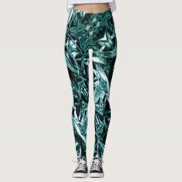 Metallic Abstract 101 Deep Teal Leggings