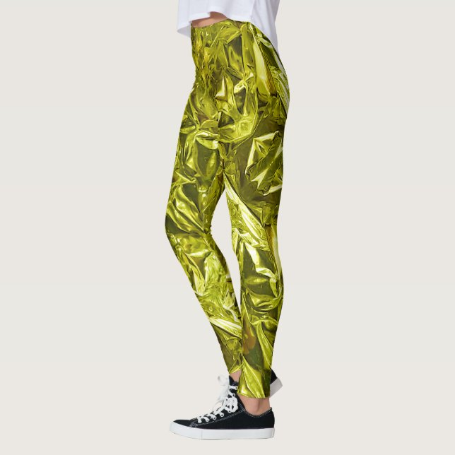 Metallic Abstract 101 Lime Green Leggings (Vänster)