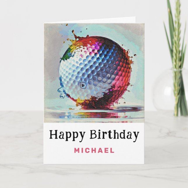 *~* Metallic AP94 Golf Boll Birthday Card i Blöt Tack Kort (Framsida)
