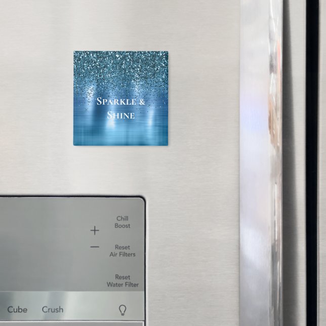 Metallic Aqua Blue Glitter Magnet (In Situ (Fridge))