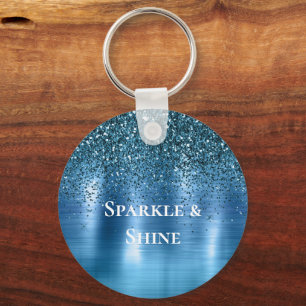 Metallic Aqua Blue Glitter Nyckelring