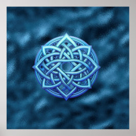 Metallic Arctic Blue Celtic Knot Dark Clouds  Poster