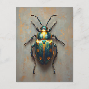 Metallic Beetle Emerald Grönt och Guld Vykort