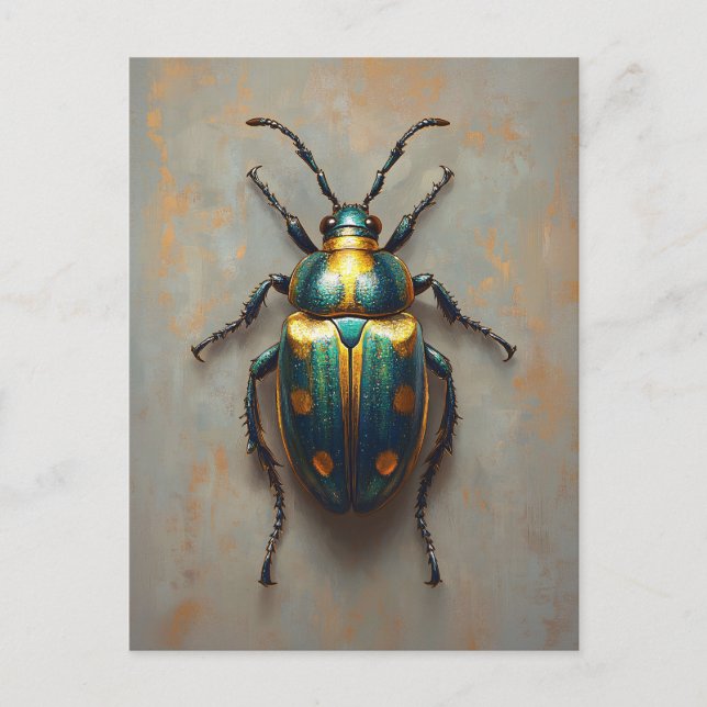 Metallic Beetle Emerald Grönt och Guld Vykort (Framsida)