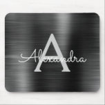 Metallic Black Business Foil Monogram Namn Musmatta<br><div class="desc">Black Faux Brushed Metall Metallic Stainless Steel Monogram Namn Monogram Mousepad. Den här monogrammerade Mousepad kan anpassas så att den omfattar ditt första namn och ditt första bidrag och är perfekt för skolan eller kontoret och gör en underbar jul- eller födelsedagspresent.</div>