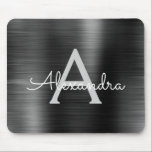 Metallic Black Business Foil Monogram Namn Musmatta<br><div class="desc">Black Faux Brushed Metall Metallic Stainless Steel Monogram Namn Monogram Mousepad. Den här monogrammerade Mousepad kan anpassas så att den omfattar ditt första namn och ditt första bidrag och är perfekt för skolan eller kontoret och gör en underbar jul- eller födelsedagspresent.</div>
