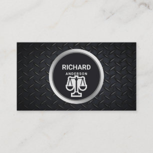 Metallic Black Steel Justice  advokat Attorney Visitkort